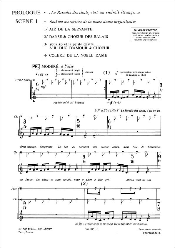 Le Paradis Des Chats, Opera Pour Enfants, - zpěv a klavír